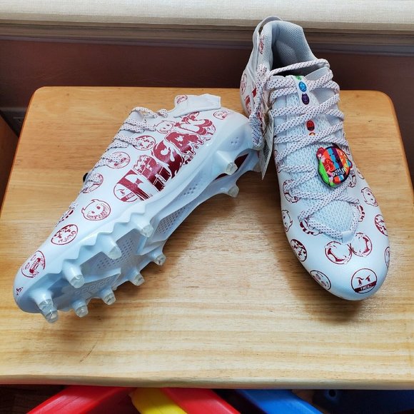 Adidas Men's Freak 22 Big Mood Football Cleats White Red Emoji Size 11.5 - Picture 2 of 3